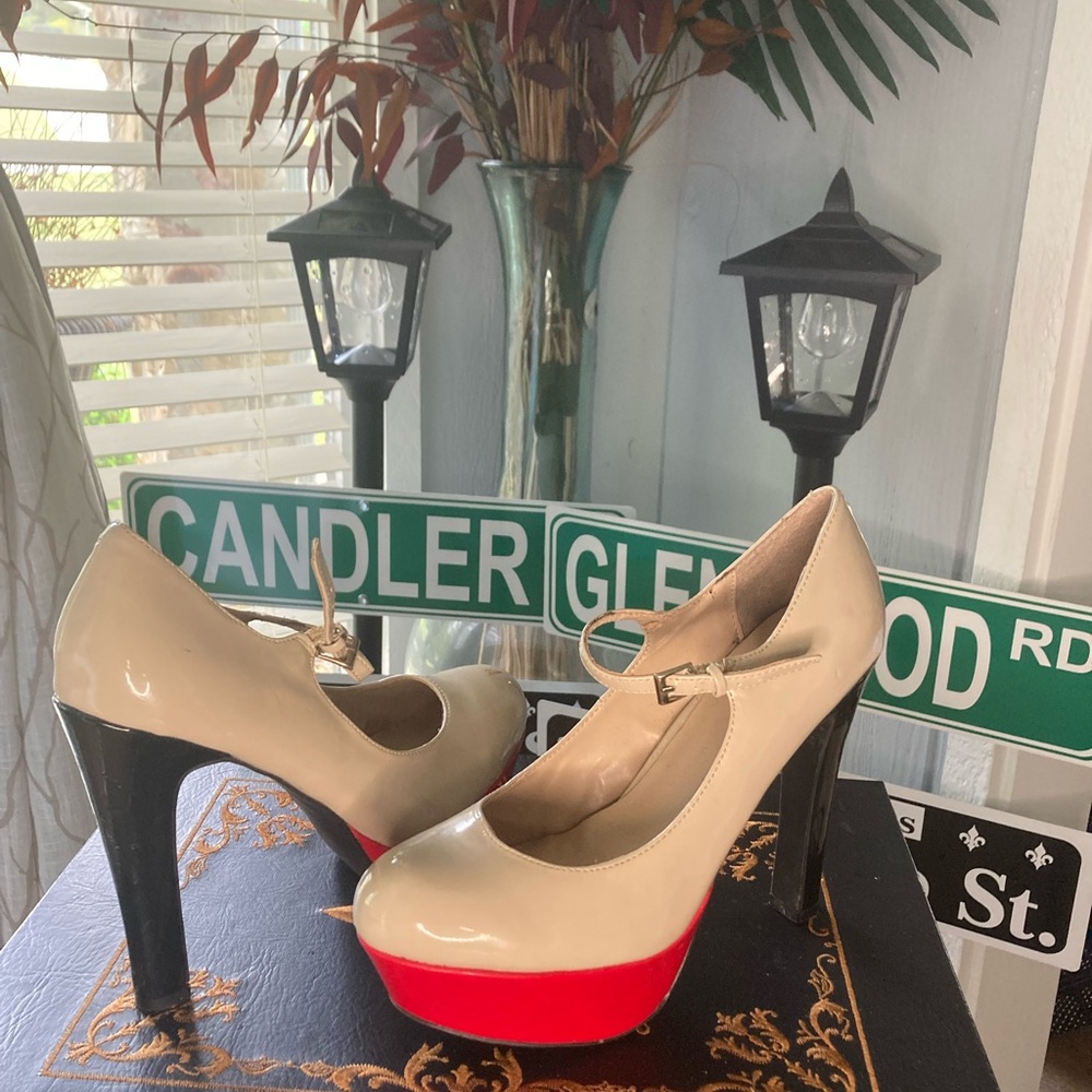 Multi color platform heels